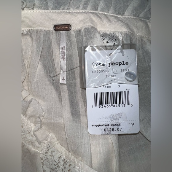 Free People Sivan Embroidered Blouse ivory NWT - Picture 8 of 9